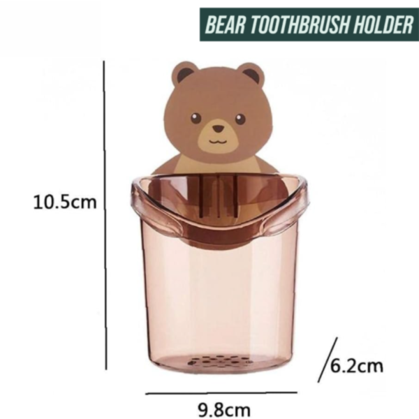 Wall Mounted Teddy Bear Toothbrush Holder Cup - Image 3