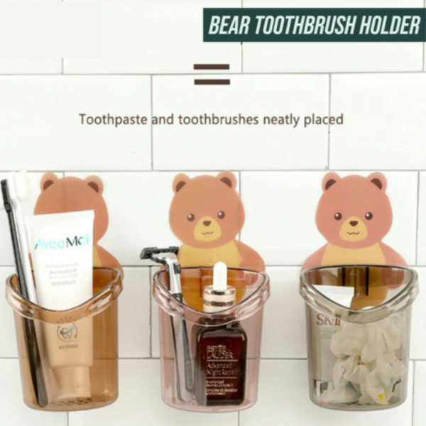 Wall Mounted Teddy Bear Toothbrush Holder Cup - Image 4