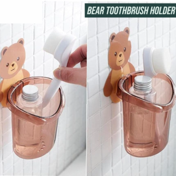 Wall Mounted Teddy Bear Toothbrush Holder Cup - Image 5