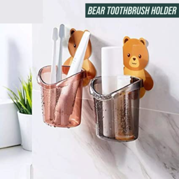 Wall Mounted Teddy Bear Toothbrush Holder Cup - Image 9