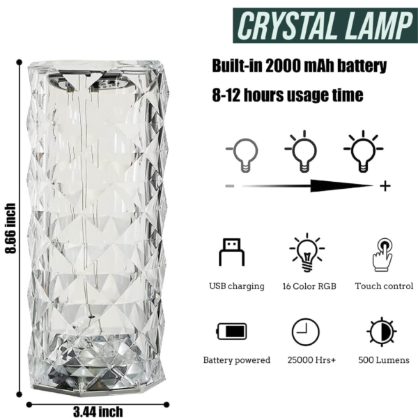 Crystal Diamond Table Lamp - Image 9