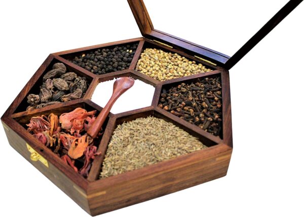 Kitchen & Dining Wooden Masala Jar Box - Image 6