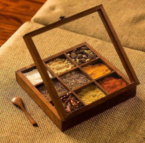 Kitchen & Dining Wooden Masala Jar Box